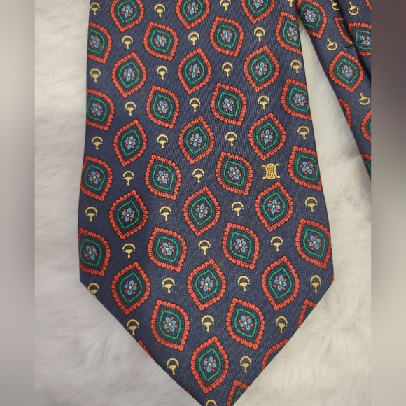 CELINE Men's Multi-Colored Silk Tie - Picture 2 of 7